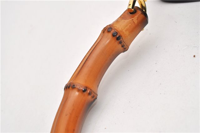 Authentic GUCCI Vintage Bamboo 2Way Shoulder Bag Leather 0012013 Black 1218G