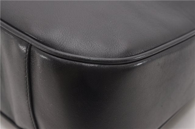 Authentic GUCCI Vintage Bamboo 2Way Shoulder Bag Leather 0012013 Black 1218G