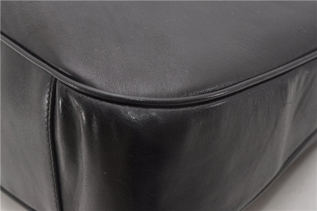 Authentic GUCCI Vintage Bamboo 2Way Shoulder Bag Leather 0012013 Black 1218G