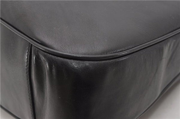 Authentic GUCCI Vintage Bamboo 2Way Shoulder Bag Leather 0012013 Black 1218G