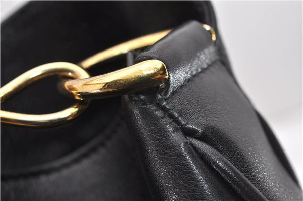 Authentic GUCCI Vintage Bamboo 2Way Shoulder Bag Leather 0012013 Black 1218G