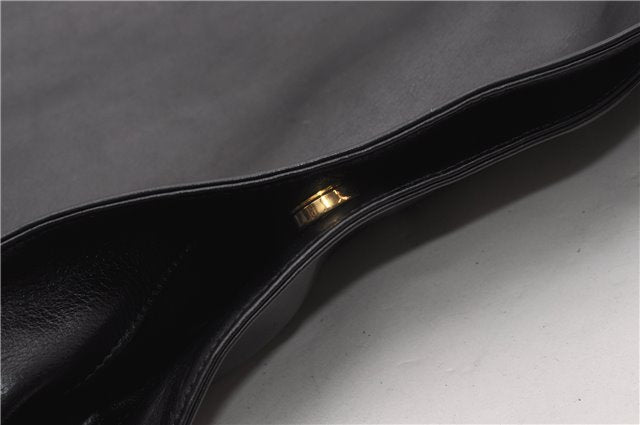 Authentic GUCCI Vintage Bamboo 2Way Shoulder Bag Leather 0012013 Black 1218G