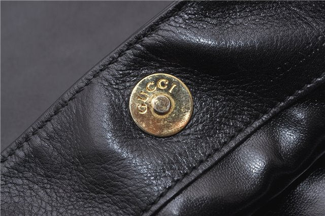 Authentic GUCCI Vintage Bamboo 2Way Shoulder Bag Leather 0012013 Black 1218G