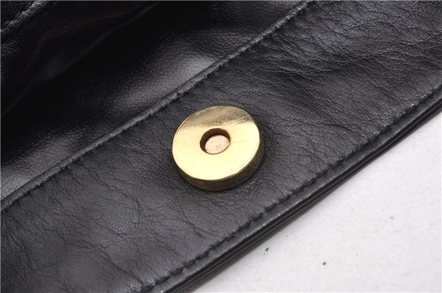 Authentic GUCCI Vintage Bamboo 2Way Shoulder Bag Leather 0012013 Black 1218G