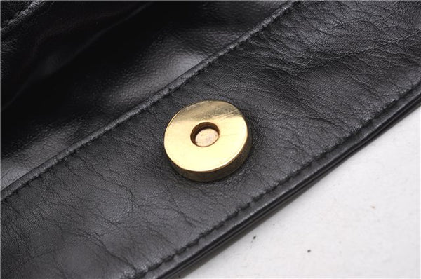 Authentic GUCCI Vintage Bamboo 2Way Shoulder Bag Leather 0012013 Black 1218G