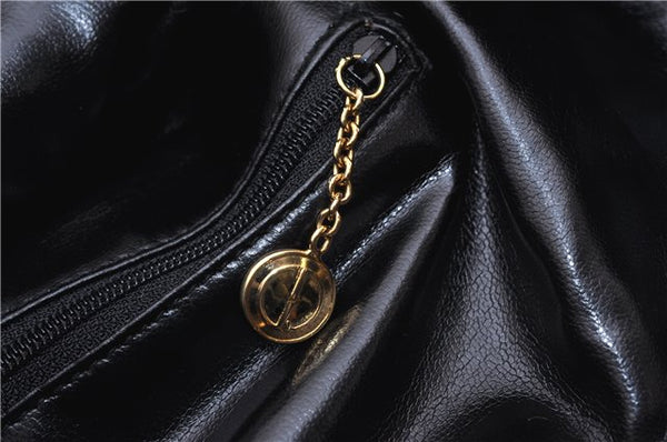 Authentic GUCCI Vintage Bamboo 2Way Shoulder Bag Leather 0012013 Black 1218G