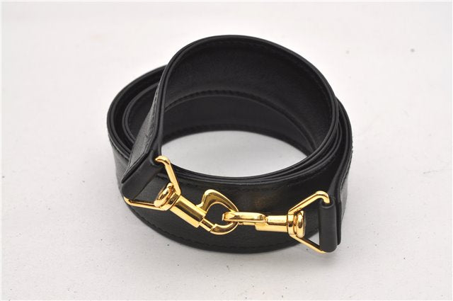 Authentic GUCCI Vintage Bamboo 2Way Shoulder Bag Leather 0012013 Black 1218G