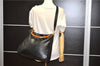 Authentic GUCCI Vintage Bamboo 2Way Shoulder Bag Leather 0012013 Black 1218G