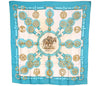 Authentic HERMES Carre 90 Scarf "Cuivreries" Silk Light Blue 1218I