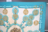 Authentic HERMES Carre 90 Scarf "Cuivreries" Silk Light Blue 1218I