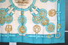 Authentic HERMES Carre 90 Scarf "Cuivreries" Silk Light Blue 1218I