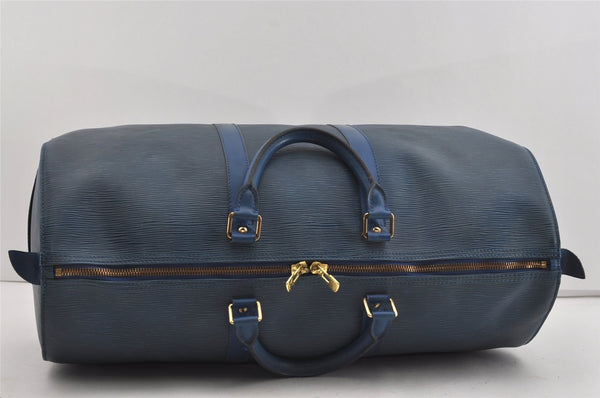 Authentic Louis Vuitton Epi Keepall 50 Boston Travel Bag Blue M42965 LV 1219I