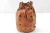 Authentic MCM Visetos Leather Vintage Shoulder Drawstring Bag Purse Brown 1221G