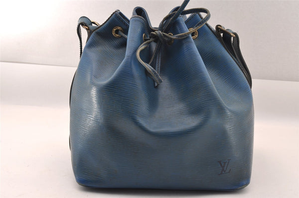 Authentic Louis Vuitton Epi Petit Noe Shoulder Drawstring Bag M44105 Blue 1221I
