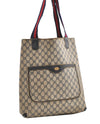 Authentic GUCCI Vintage Sherry Line Shoulder Tote Bag GG PVC Leather Navy 1222G