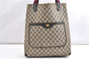 Authentic GUCCI Vintage Sherry Line Shoulder Tote Bag GG PVC Leather Navy 1222G