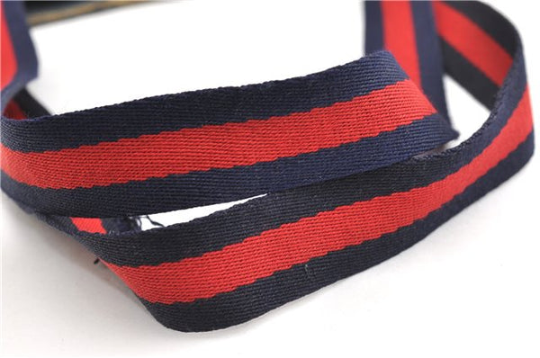Authentic GUCCI Vintage Sherry Line Shoulder Tote Bag GG PVC Leather Navy 1222G