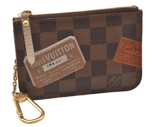 Auth Louis Vuitton Damier Label Collection Pochette Cles N63086 Coin Purse 1222I