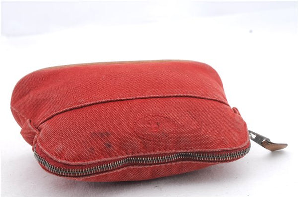 Authentic HERMES Bolide Pouch Purse MiniMini Canvas Leather Red 1223D