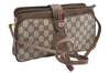 Authentic GUCCI Web Sherry Line Shoulder Cross Bag GG PVC Leather Brown 1224G