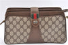 Authentic GUCCI Web Sherry Line Shoulder Cross Bag GG PVC Leather Brown 1224G