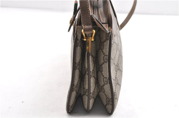 Authentic GUCCI Web Sherry Line Shoulder Cross Bag GG PVC Leather Brown 1224G