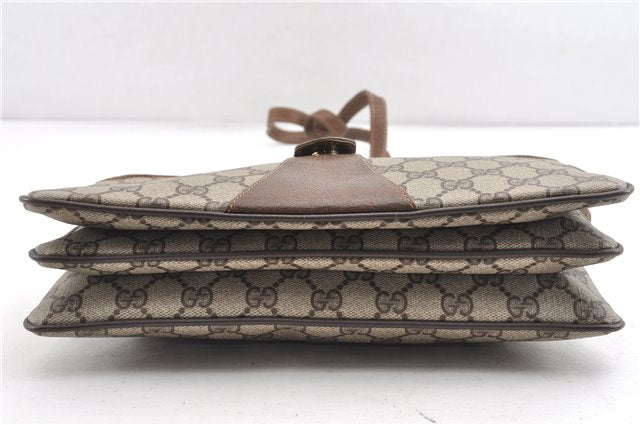 Authentic GUCCI Web Sherry Line Shoulder Cross Bag GG PVC Leather Brown 1224G