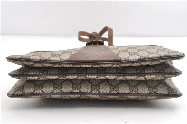 Authentic GUCCI Web Sherry Line Shoulder Cross Bag GG PVC Leather Brown 1224G