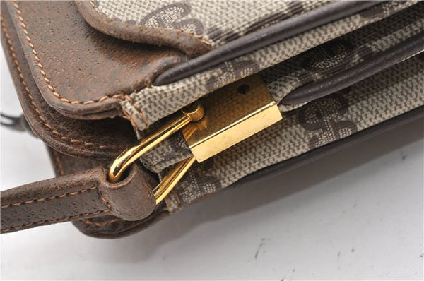 Authentic GUCCI Web Sherry Line Shoulder Cross Bag GG PVC Leather Brown 1224G