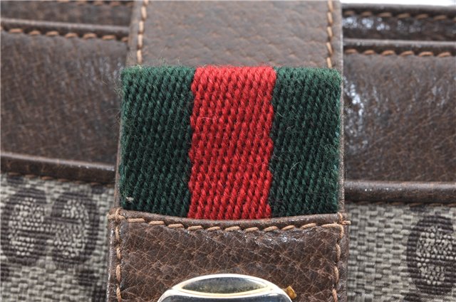 Authentic GUCCI Web Sherry Line Shoulder Cross Bag GG PVC Leather Brown 1224G