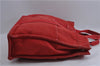 Authentic HERMES Deauville MM Hand Tote Bag Canvas Red 1225D