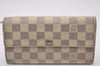 Authentic Louis Vuitton Damier Azur Portefeuille Sarah Wallet N61735 LV 1225I