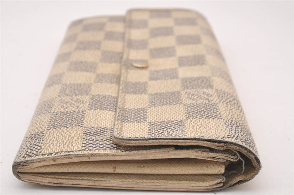 Authentic Louis Vuitton Damier Azur Portefeuille Sarah Wallet N61735 LV 1225I