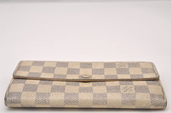 Authentic Louis Vuitton Damier Azur Portefeuille Sarah Wallet N61735 LV 1225I