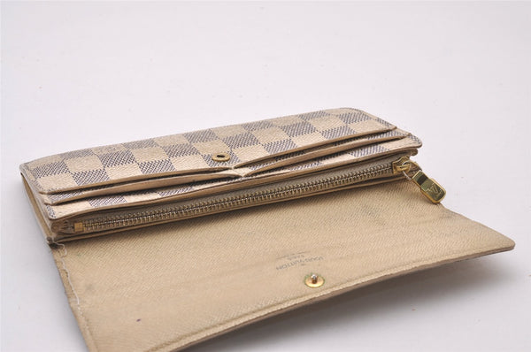 Authentic Louis Vuitton Damier Azur Portefeuille Sarah Wallet N61735 LV 1225I