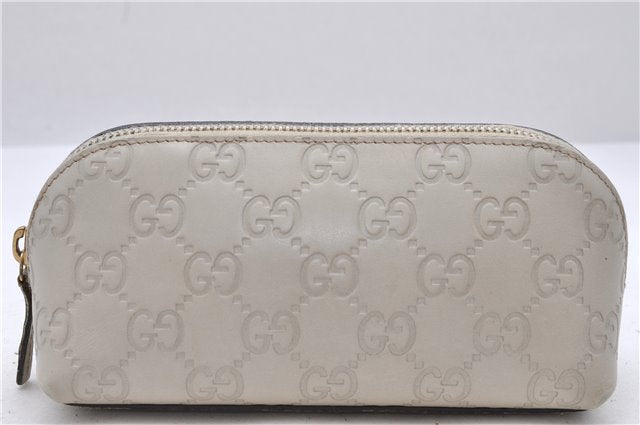 Authentic GUCCI Guccissima Leather Pouch Purse 141811 Ivory 1227D