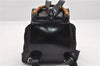 Authentic GUCCI Vintage Bamboo Backpack Purse Nylon Enamel Black 1230G