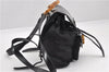 Authentic GUCCI Vintage Bamboo Backpack Purse Nylon Enamel Black 1230G