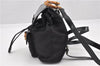 Authentic GUCCI Vintage Bamboo Backpack Purse Nylon Enamel Black 1230G