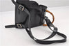 Authentic GUCCI Vintage Bamboo Backpack Purse Nylon Enamel Black 1230G