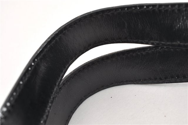 Authentic GUCCI Vintage Bamboo Backpack Purse Nylon Enamel Black 1230G