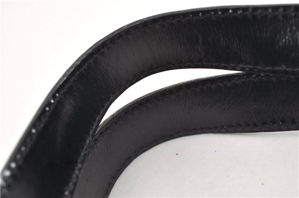 Authentic GUCCI Vintage Bamboo Backpack Purse Nylon Enamel Black 1230G