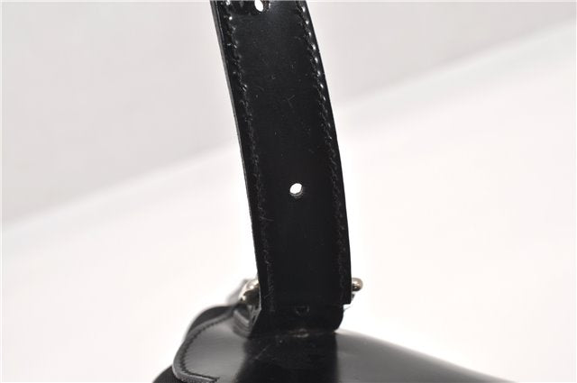 Authentic GUCCI Vintage Bamboo Backpack Purse Nylon Enamel Black 1230G