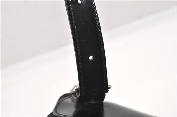 Authentic GUCCI Vintage Bamboo Backpack Purse Nylon Enamel Black 1230G