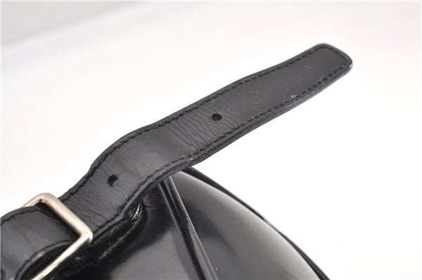 Authentic GUCCI Vintage Bamboo Backpack Purse Nylon Enamel Black 1230G