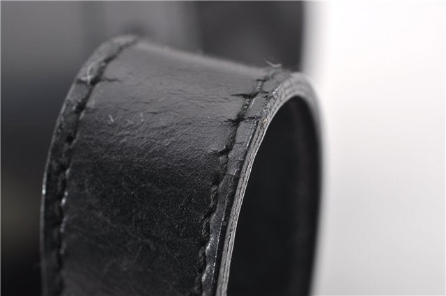 Authentic GUCCI Vintage Bamboo Backpack Purse Nylon Enamel Black 1230G