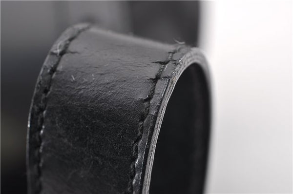 Authentic GUCCI Vintage Bamboo Backpack Purse Nylon Enamel Black 1230G