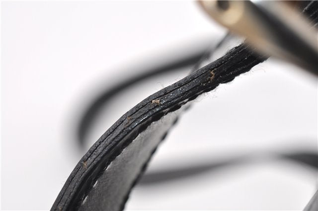 Authentic GUCCI Vintage Bamboo Backpack Purse Nylon Enamel Black 1230G