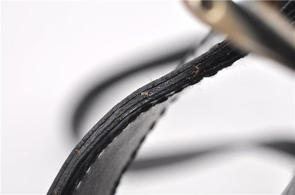 Authentic GUCCI Vintage Bamboo Backpack Purse Nylon Enamel Black 1230G