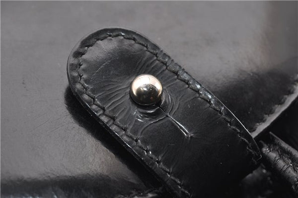 Authentic GUCCI Vintage Bamboo Backpack Purse Nylon Enamel Black 1230G